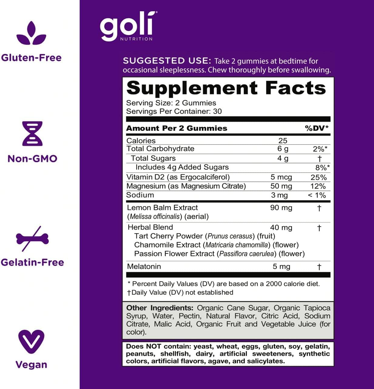 Dreamy Sleep Gummy - 60 Count - Melatonin, Vitamin D, Magnesium, and Lemon Balm Extract - Gelatin-Free, Gluten-Free, Vegan & Non-Gmo