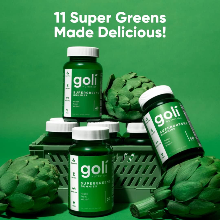 Supergreen Vitamin Gummy - 60 Count - Essential Vitamins and Minerals - Plant-Based, Vegan, Gluten-Free & Gelatin Free - Health from Within, Pack of 1