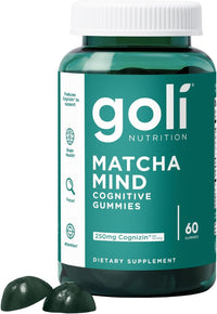 Matcha Mind Gummies - 60 Count - Green Tea Leaves Powder with Cognizin for Focus, Attention and Brain Health, Vegan, Non-Gmo, Gluten-Free & Gelatin Free.
